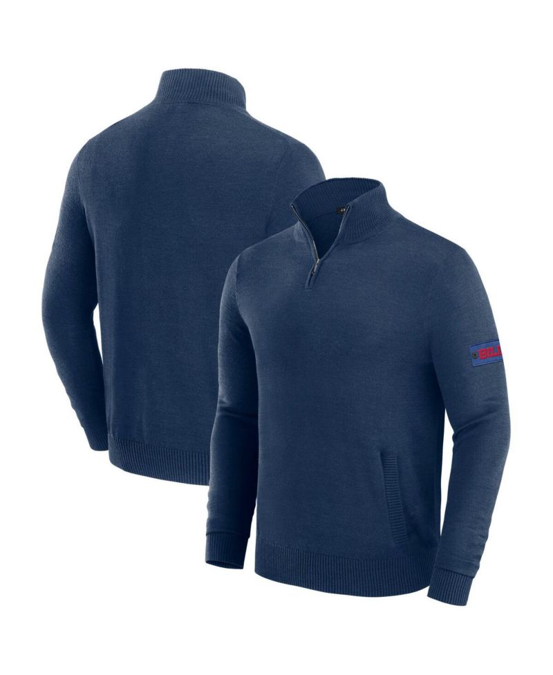 Men's Navy Buffalo Bills Franchise Quarter-Zip Sweater