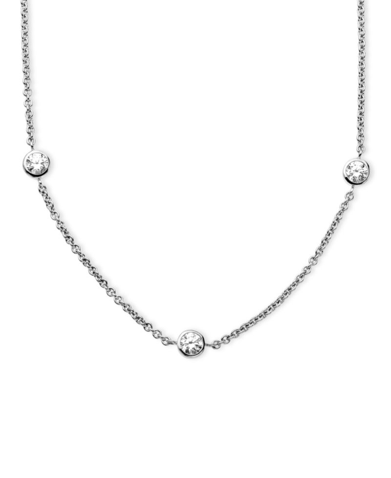 Sterling Silver Necklace, White Round-Cut Cubic Zirconia 7-Station Necklace (3-1/6 ct. t.w.)