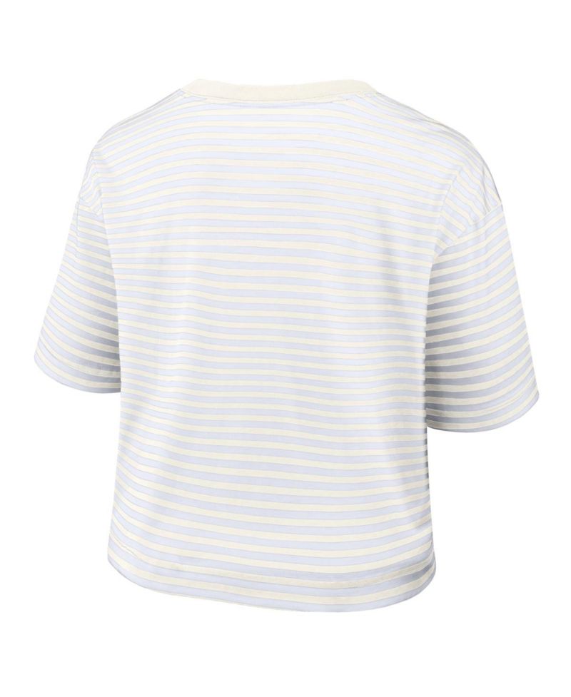 Women's White/Cream Buffalo Bills Striped Cropped T-Shirt
