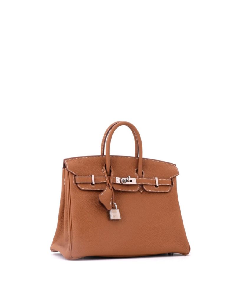 Birkin 25 Handbag Brown Togo with Palladium Hardware
