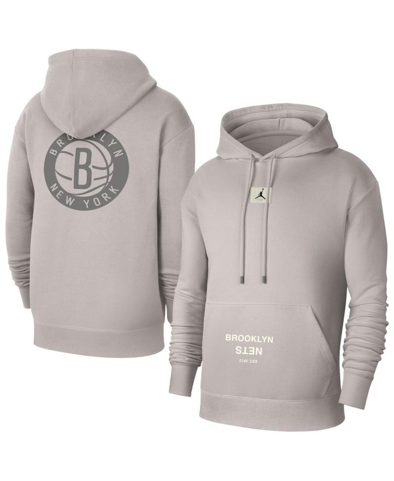 Men's Heather Gray Brooklyn Nets Courtside Statement Edition Pullover Hoodie