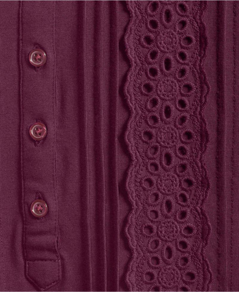 Women's Plus Size 3/4 Sleeve Lightweight Jersey Embellished Top