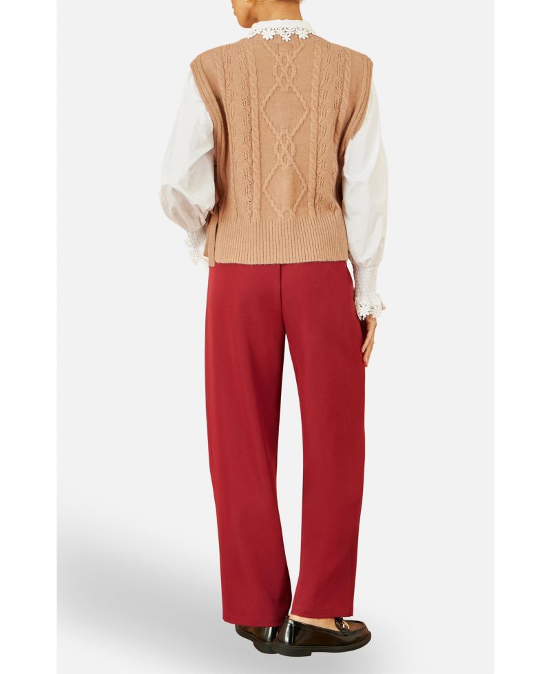Women's Sweaters Floral Cable Knit Side Tie Pullover