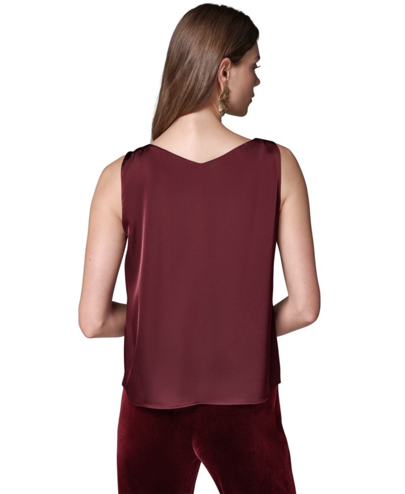 Women's Sleeveless V-Neck Satin Blouse