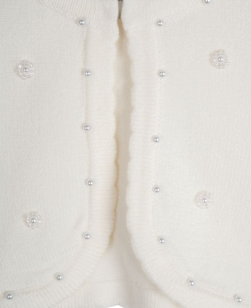 2T-6X Girls' Imitation-Pearl Cardigan