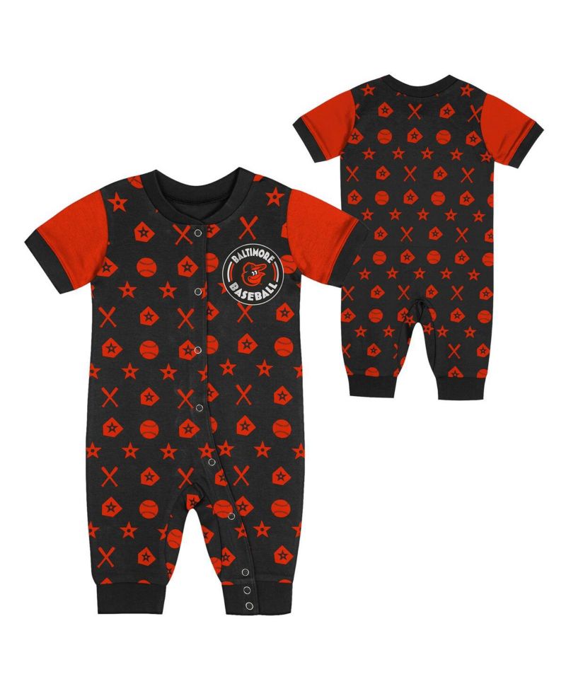 Newborn Black Baltimore Orioles Hard 90 Coveralls Shorts