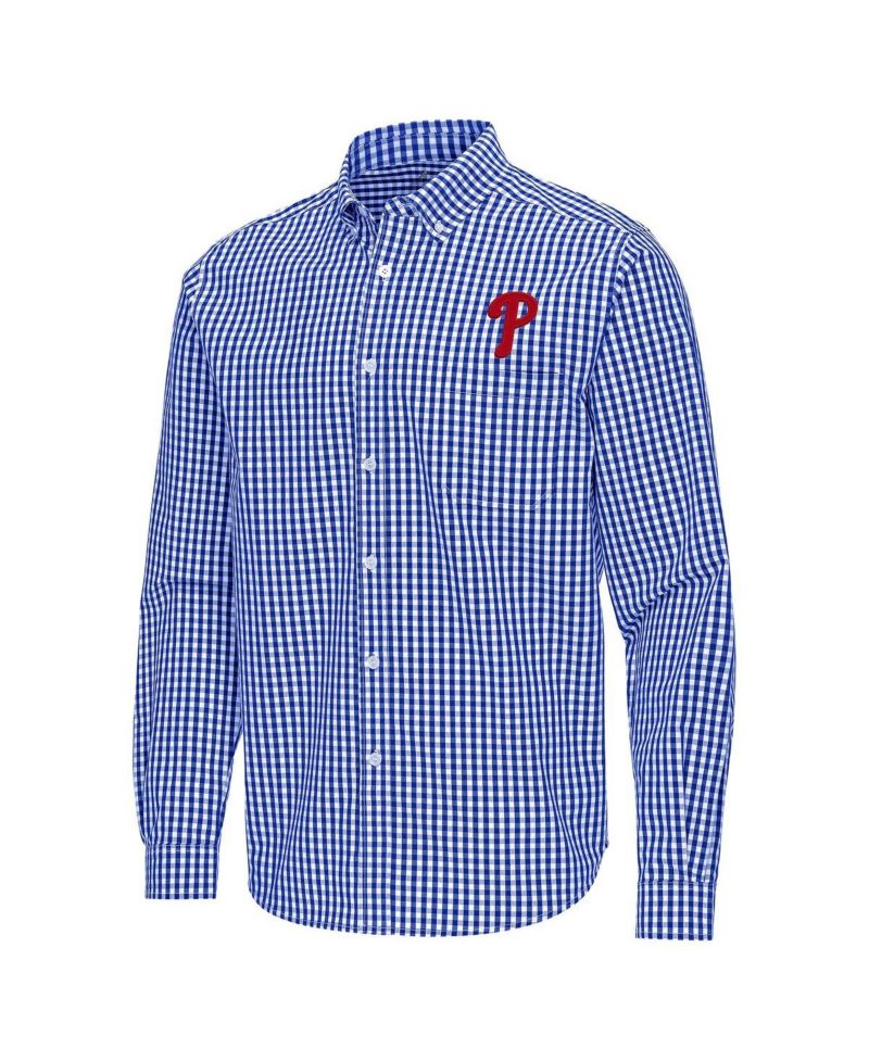 Men's Royal Philadelphia Phillies Ellis Woven Tri-Blend Button-Down Shirt