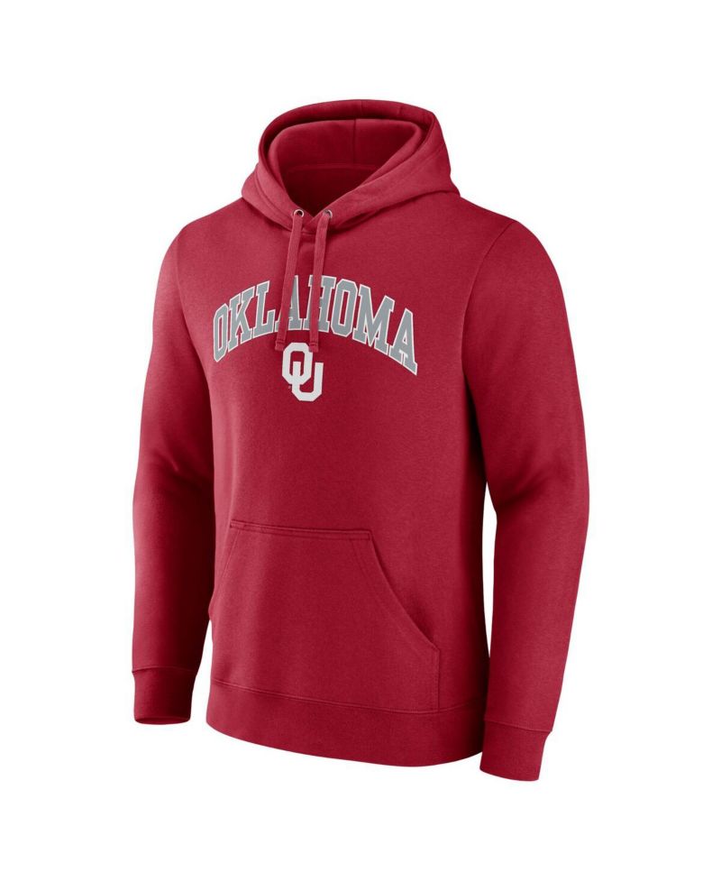 Men's Crimson Oklahoma Sooners Arched Logo Pullover Hoodie Sweatshirt