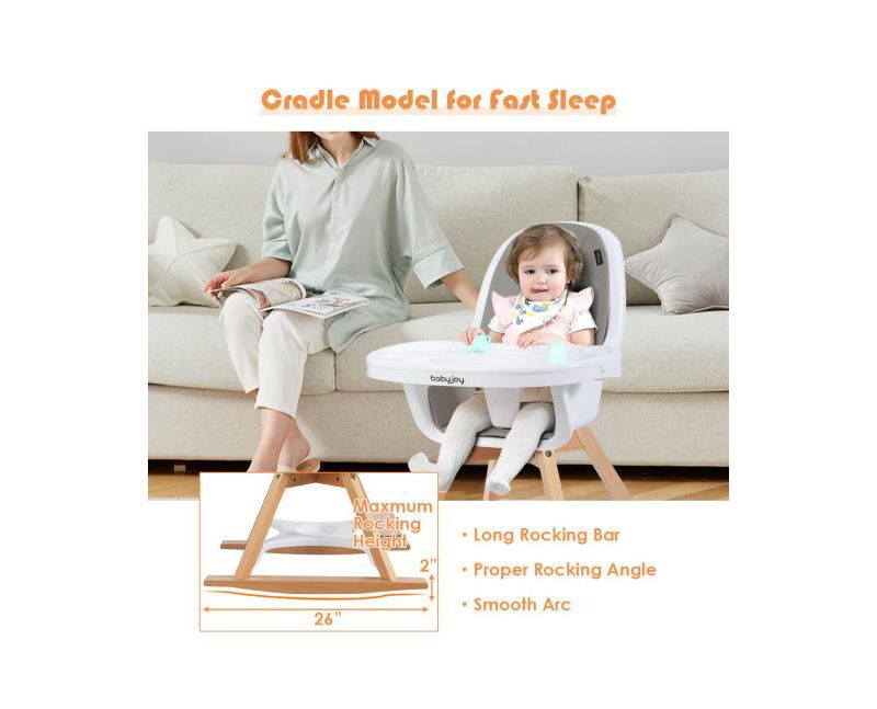 Girls 3-in-1 Convertible Wooden High Chair