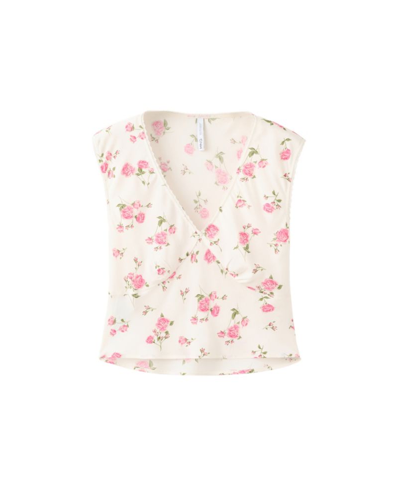 Women's Floral V-Neck Sleeveless Lace Blouse