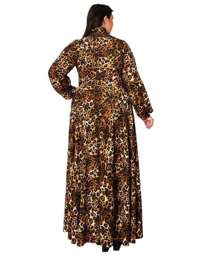 Plus Size Luciana Leopard Print Pocket Maxi Dress