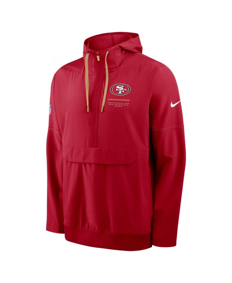 Men's Scarlet San Francisco 49ers Sideline Anorak Half-Zip Hooded Jacket