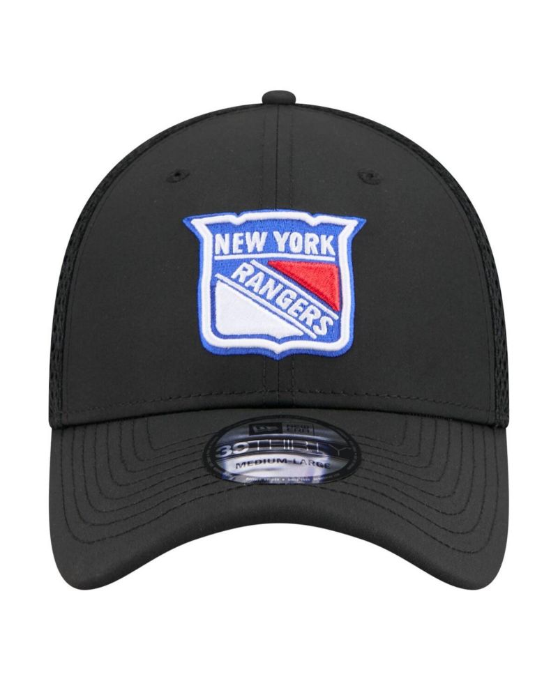 Men's Black New York Rangers Logo 39THIRTY Flex Hat