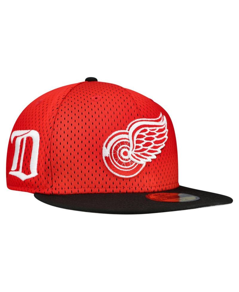 Men's Red/Black Detroit Red Wings Mesh Crown Two-Tone 59FIFTY Fitted Hat