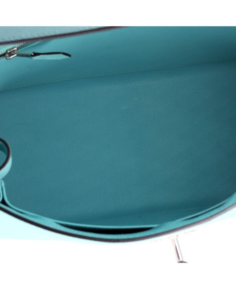Pre-Owned Hermes Kelly 32 Handbag Blue Epsom with Palladium Hardware