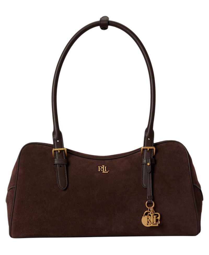 Marcy Zipper Suede Charms Large Satchel Bag