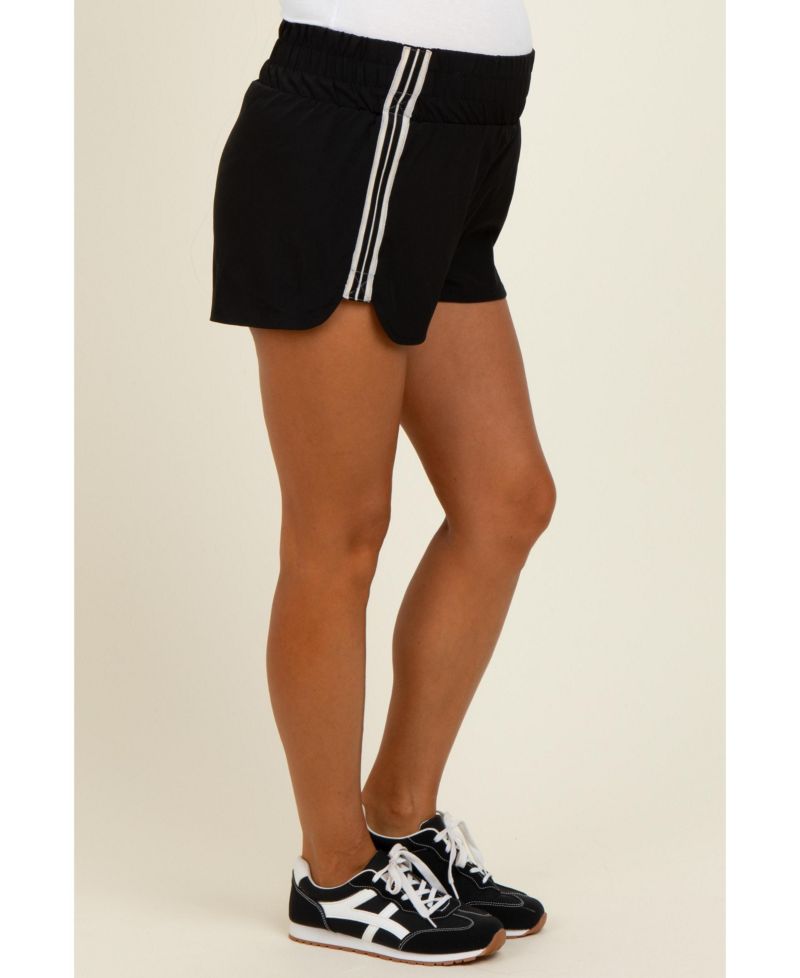 Women's Black Stripe Detail Active Shorts