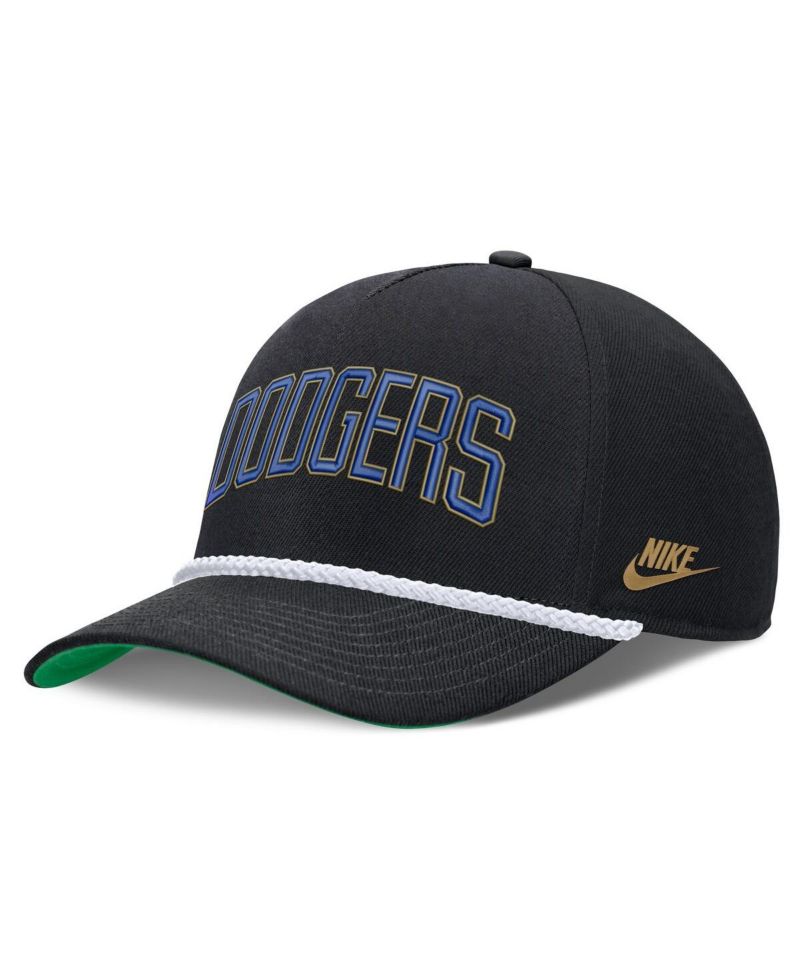 Men's Black Los Angeles Dodgers Cooperstown Collection Rise Adjustable Hat