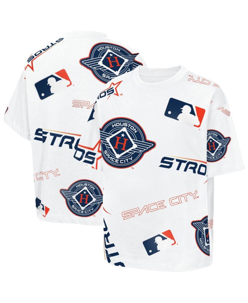 Big Boys and Girls White Houston Astros Circus Catch T-Shirt