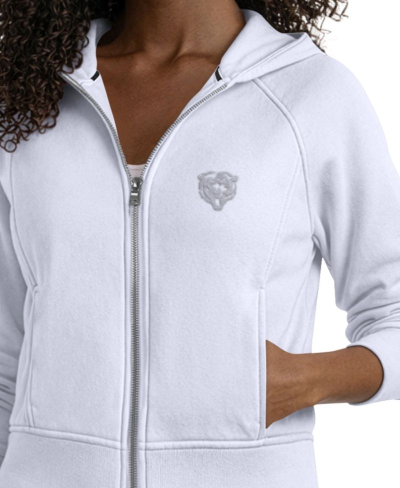 Women's Blue Chicago Bears Cropped Pastels Full-Zip Hoodie