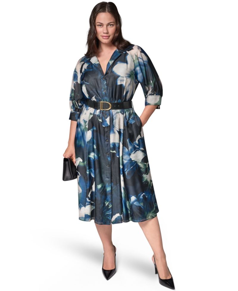 Petite Organza Printed Shirt Dress
