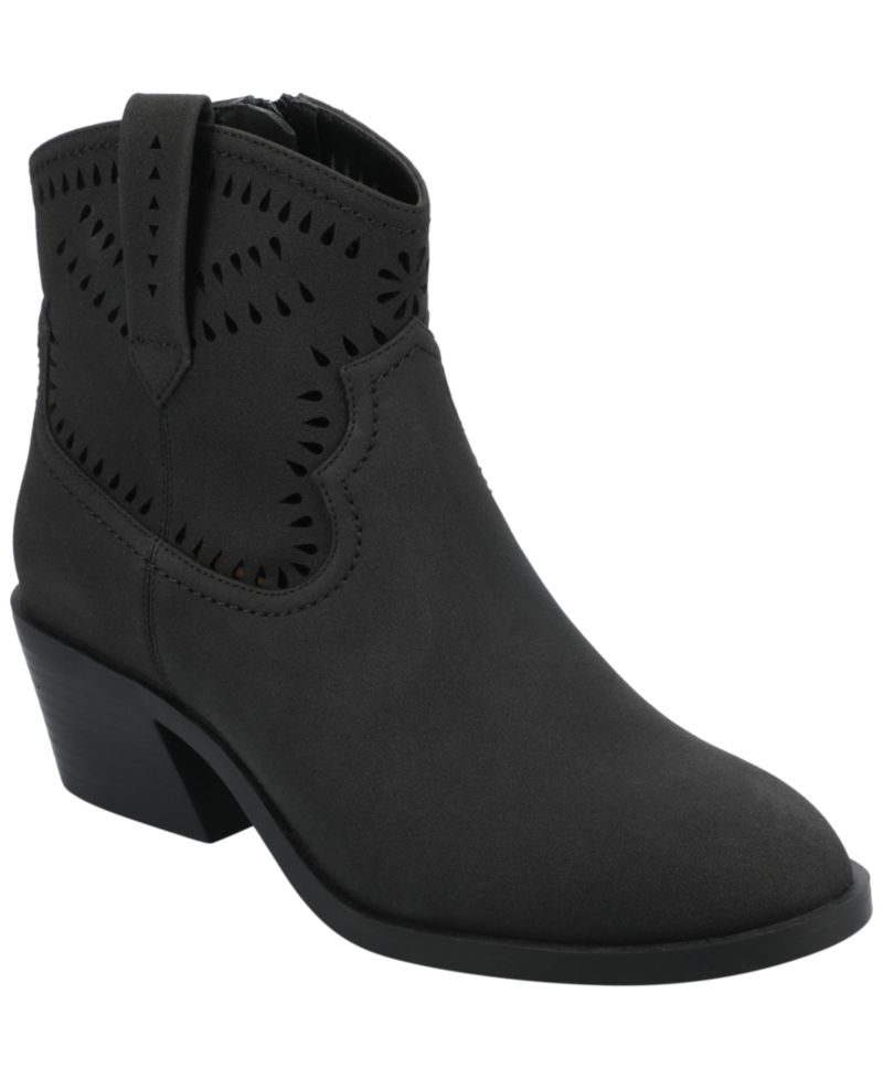 Journee Women's Cheyenne Stacked Heel Western Booties