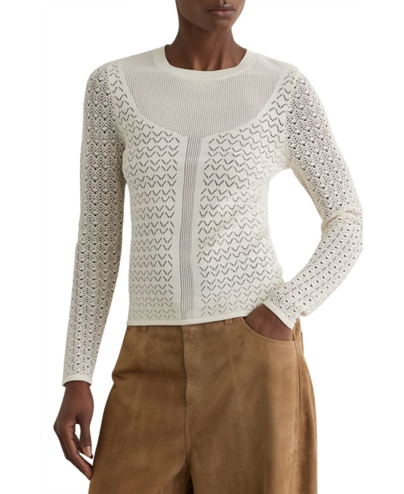 Women's Pointelle-Knit Long-Sleeve Top