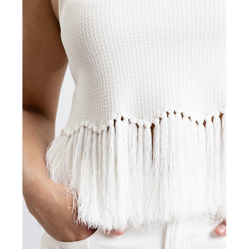 Women's Tanja Scoop Neck Fringe Peplum Sleeveless Knit Top