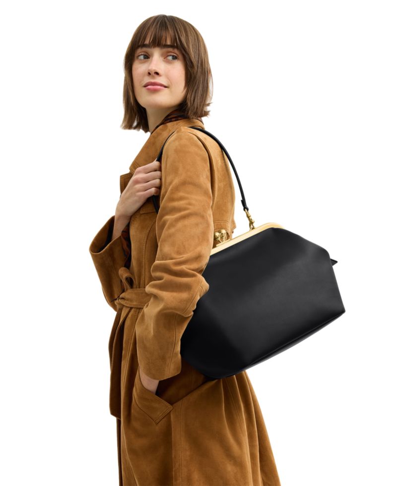 Kisslock Medium Leather Frame Bag 27