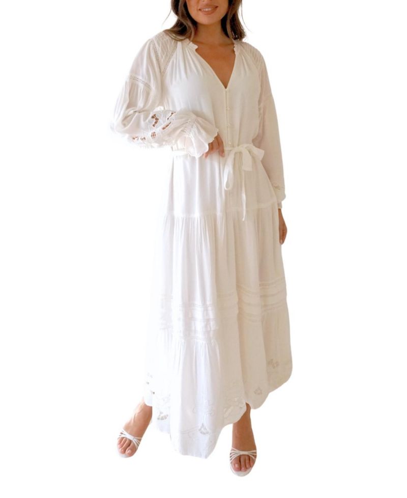 Women's Embroidered Lace Stevie Dress in White