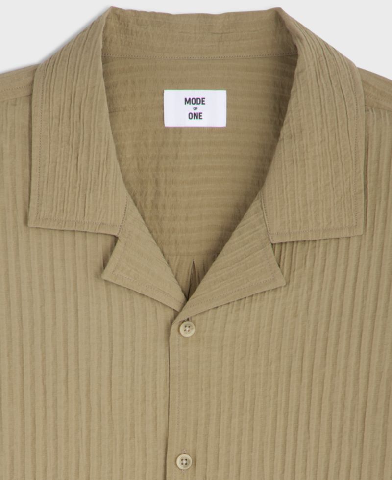 Men's Bxy Short-Sleeve Striped Camp Collar Shirt