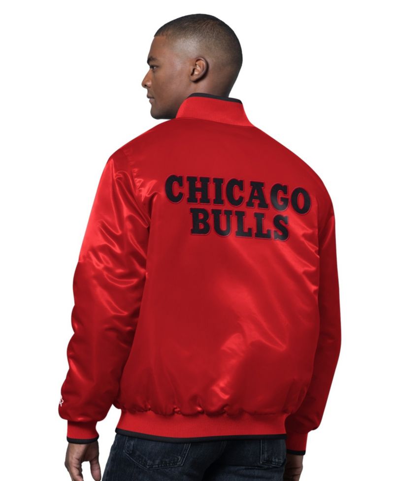 Men's Red/Black Chicago Bulls The Ambassador Satin Varsity Jacket