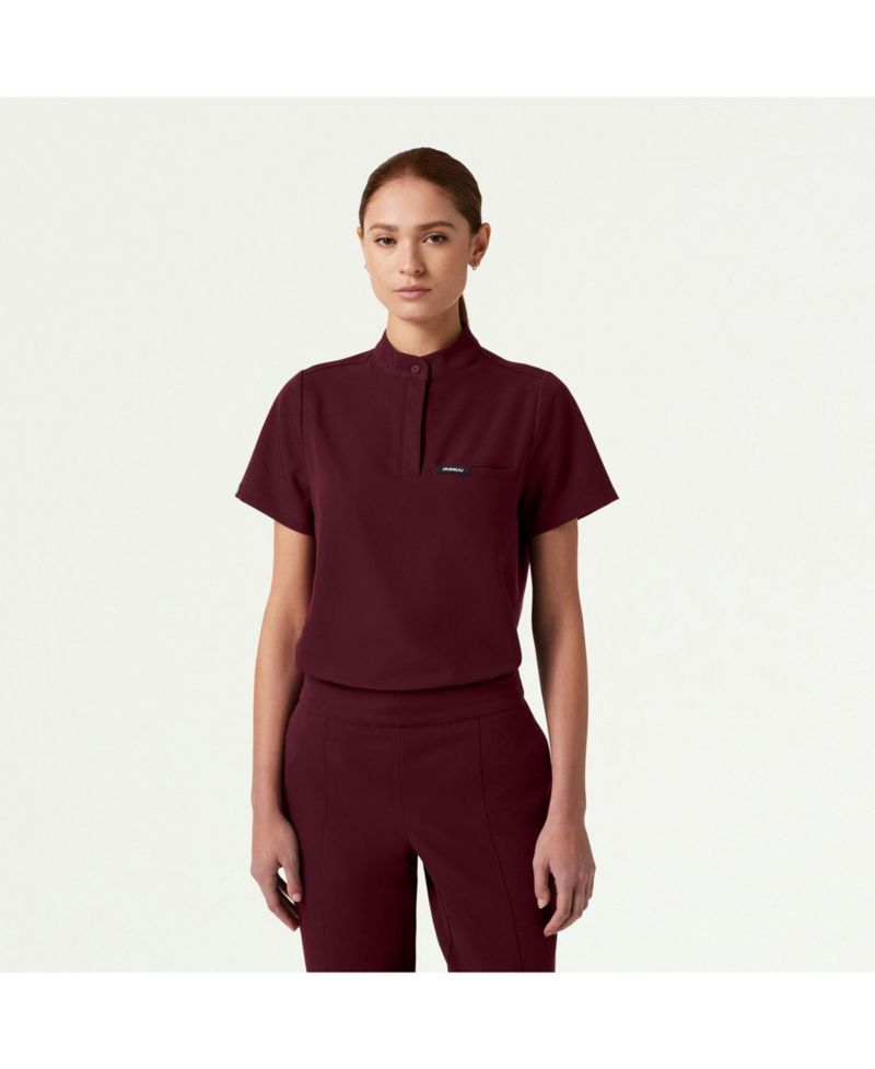 Women's Savi 1-Pocket Classic Banded Collar Scrub Top