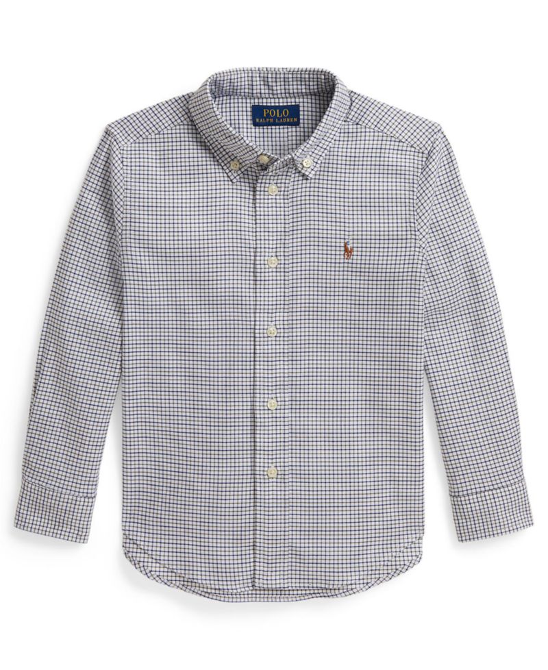 Boys' 2T-7 Checked Performance Oxford Shirt