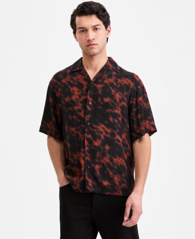 Men's Printed Short-Sleeve Oversized Camp Shirt
