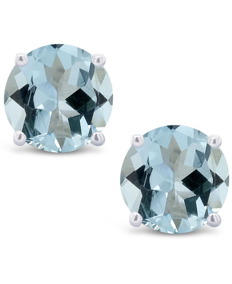Aquamarine (3/4 ct. t.w.) Stud Earrings in 14K White or Yellow Gold