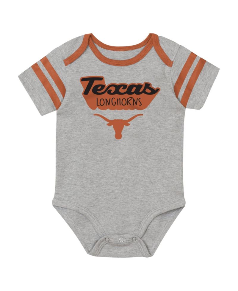 Baby Boys and Girls Brown Texas Longhorns Star Player Three-Piece Bodysuit Set