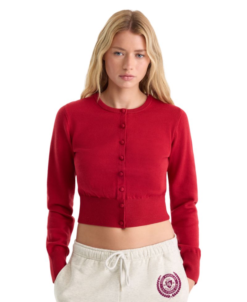 Women's Fine Knit Crewneck Cardigan
