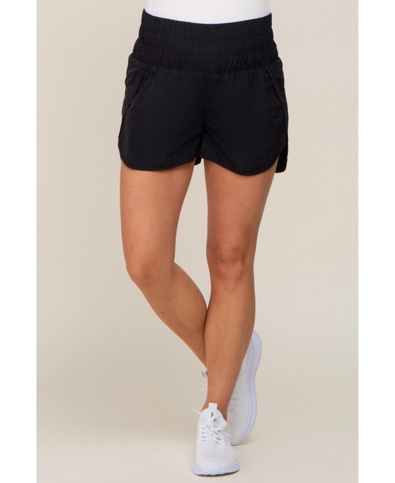 Women's Black Curved Hem Active Shorts