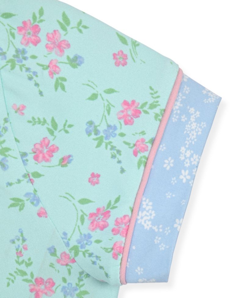 Girls' 7-16 Short-Sleeve Top and Mint Floral Shorts Sleep & Play with Scrunchie, 3-Piece Set