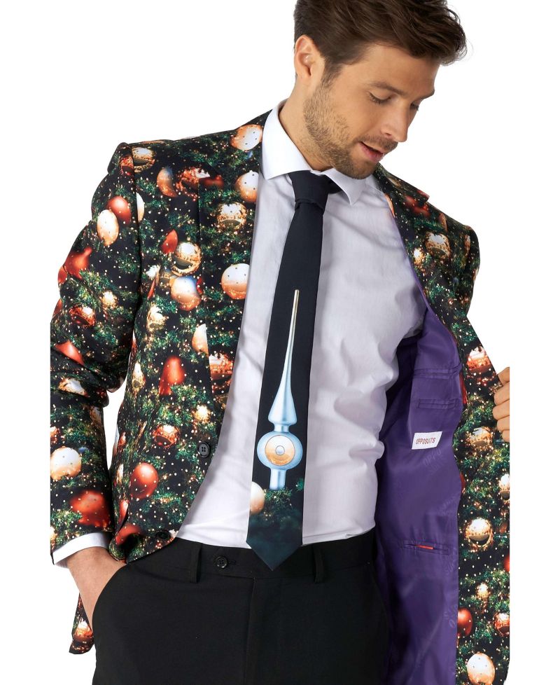 Men's Christmas Suit X- Mas Pine Tree Outfit Slim Fit Blazer