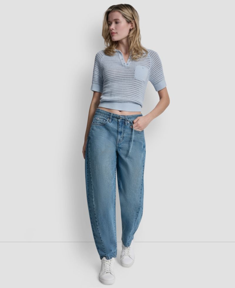 Petite Mid-Rise Barrel Jeans
