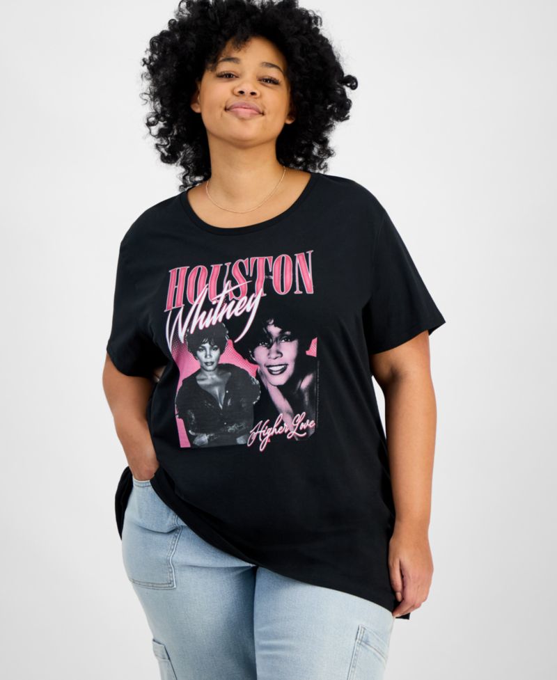 Trendy Plus Size Cotton Whitney Houston Graphic Tee