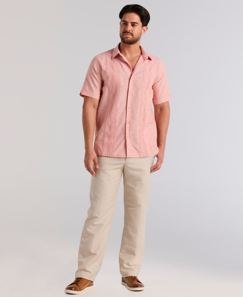 Men's Embroidered Linen Blend Shirt