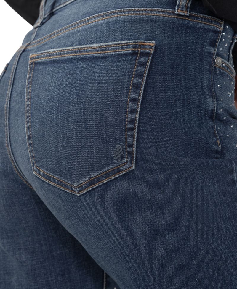 Women's Suki Straight Rhinestone Mid-Rise Jeans