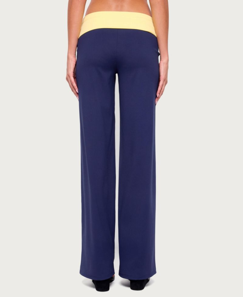 Women's Dayna Contrast Low-Rise Foldover Straight-Leg Pants