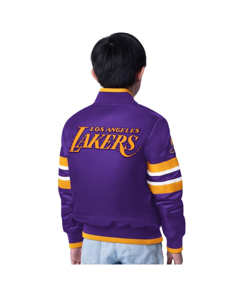 Big Boys and Girls Purple Los Angeles Lakers Scout Varsity Full-Snap Jacket