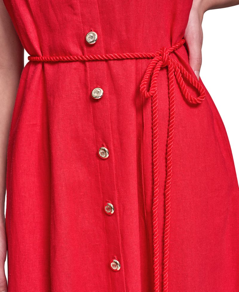 Women's Collared with Rope Belt Shirt-dress