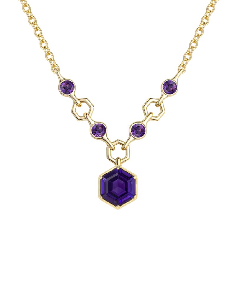 Amethyst (2.5 ct. t.w.) Hexagon Pendant Necklace in Sterling Silver (Also Available in Multi-Stones)