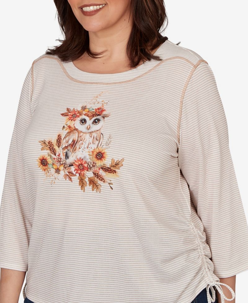 Plus Size Autumn Owl Knit Top